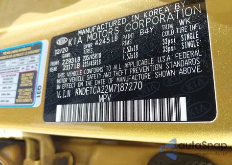 2021 Kia Seltos Sx Turbo z USA, uszkodzony, nr VIN KNDETCA22M7187270